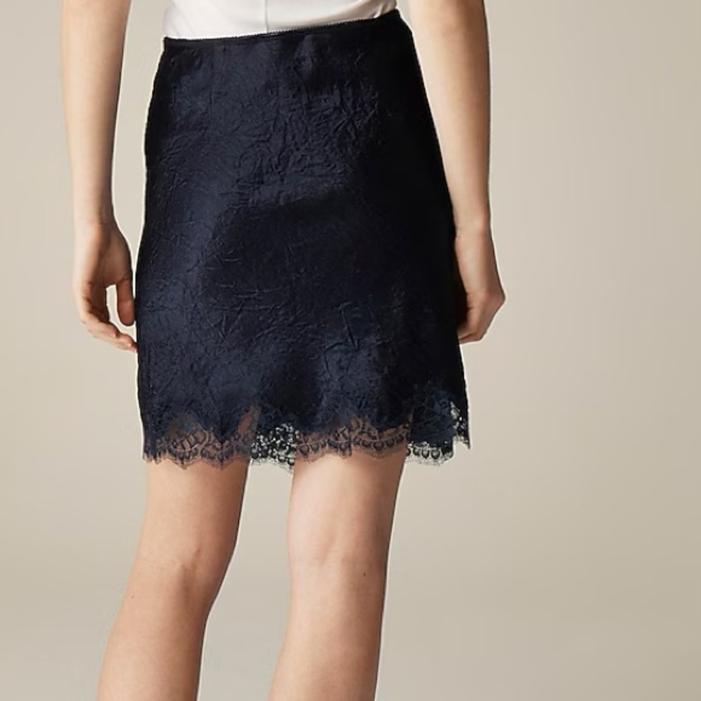 Jcrew Gwen lace-trim slip skirt in textured satin - Picture 2 of 5
